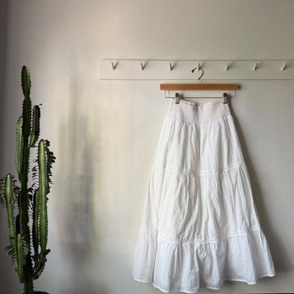 Rails tiered white midi skirt